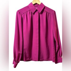 Country Sophisticates by Pendleton Maroon Fuchsia Long sleeve Blouse Size M
